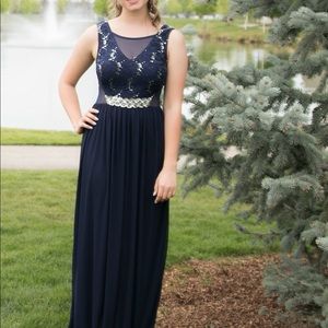 dark navy blue long prom dress